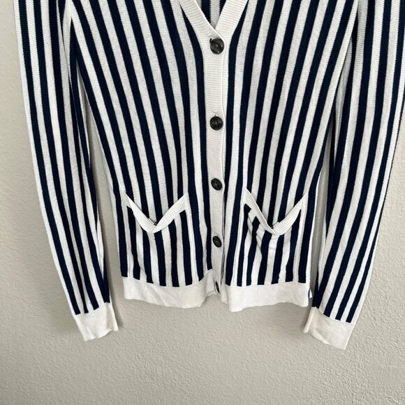 Kule The Jax Cardigan Navy & White Striped Preppy Knit Sweater XS - Picture 4 of 11